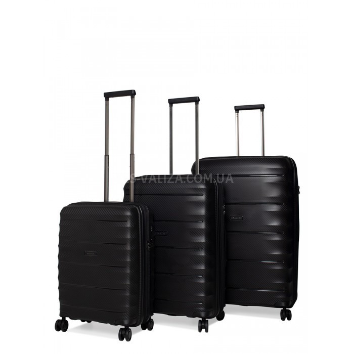 Набір валіз Франція (L M S-3шт) поліпропілен чорний/Airtex 242, фото 1