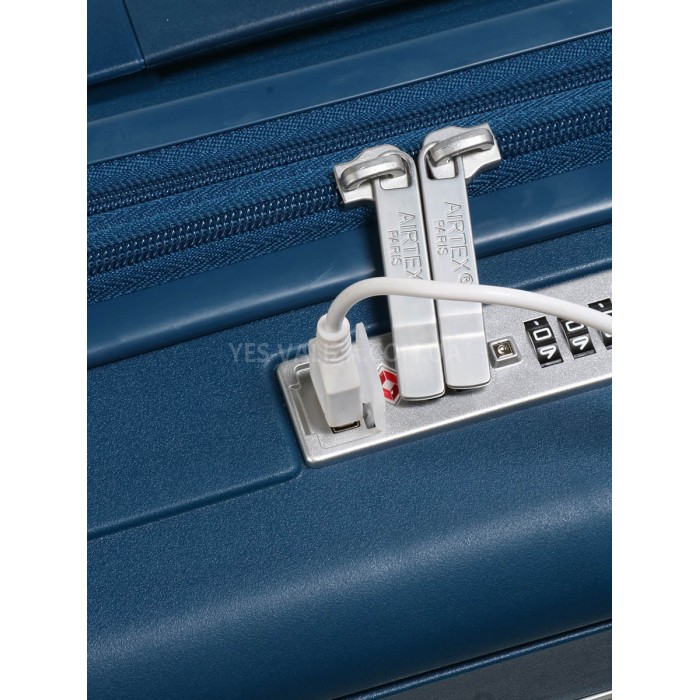 Чемодан малый S полипропилен синий 55х37х21(+5)см/46л/3.7кг/Airtex 642, фото 8