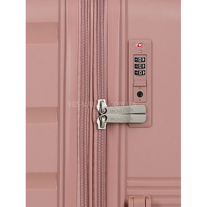 Чемодан средний М полипропилен пудра 65х43х27+5/72л/3.5кг/Worldline287, фото 8