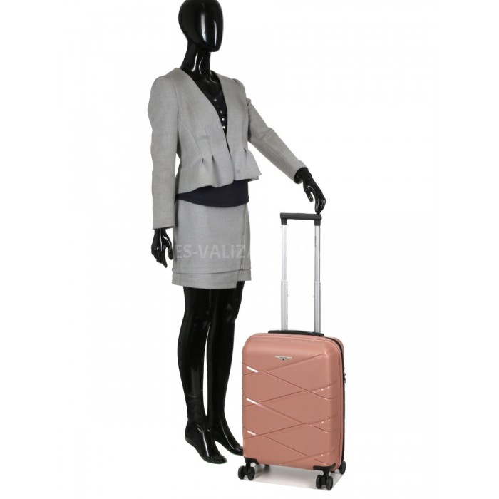 Валіза мала S поліпропілен пудра 55х38х24(+5)см/49л/3кг/Worldline 289, фото 10