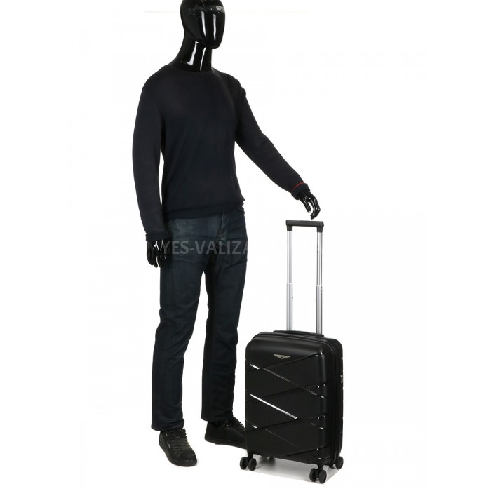 Чемодан малый S полипропилен чёрный 55х38х24+5см/49л/3кг/Worldline 289, фото 10