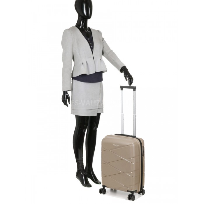 Чемодан малый S полипропилен беж 55х38х24(+5)см/49л/3кг/Worldline 289, фото 10