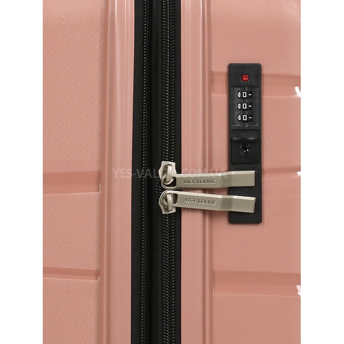 Валіза середня М поліпропілен пудра 65х44х28+5/77л/3.4кг/Worldline 289, фото 7
