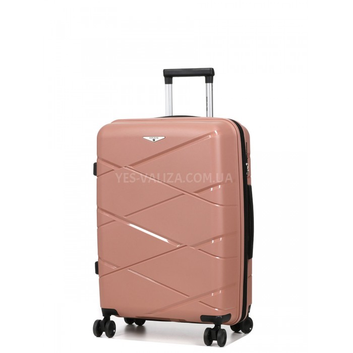 Чемодан средний М полипропилен пудра 65х44х28+5/77л/3.4кг/Worldline289, фото 2