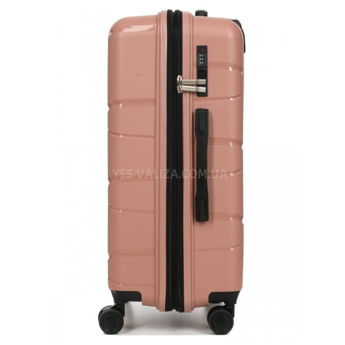 Чемодан средний М полипропилен пудра 65х44х28+5/77л/3.4кг/Worldline289, фото 3