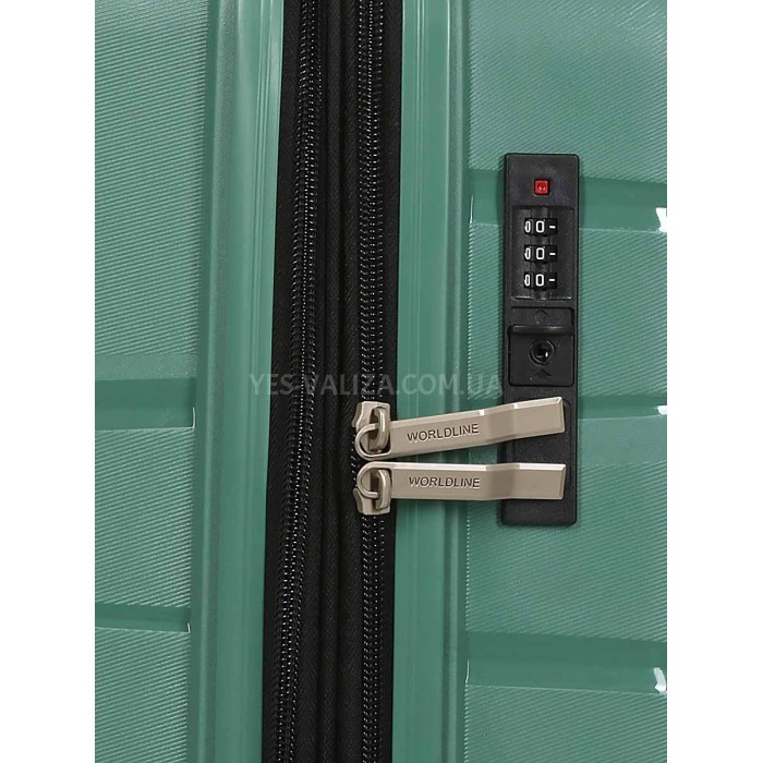 Чемодан средний полипропилен зелёный 65х44х28+5/77л/3.4кг/Worldline289, фото 6