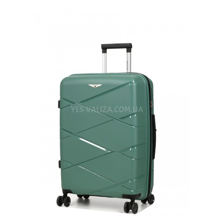 Чемодан средний полипропилен зелёный 65х44х28+5/77л/3.4кг/Worldline289, фото 2