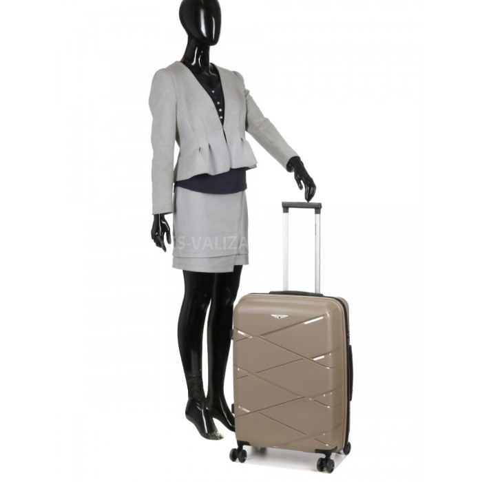 Чемодан средний М полипропилен беж 65х44х28+5/77л/3.4кг/Worldline 289, фото 10