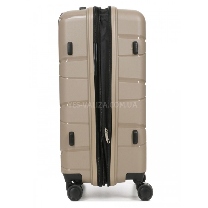 Чемодан средний М полипропилен беж 65х44х28+5/77л/3.4кг/Worldline 289, фото 6