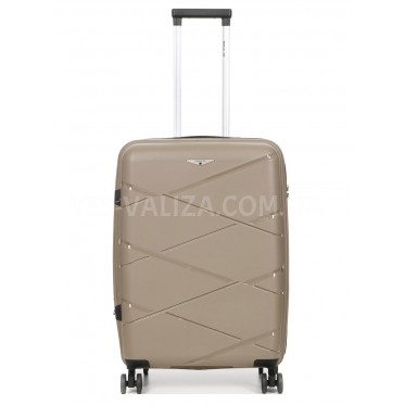 Чемодан средний М полипропилен беж 65х44х28+5/77л/3.4кг/Worldline 289