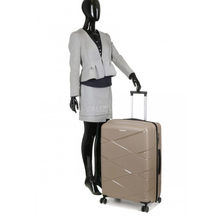 Чемодан большой L полипропилен беж 75х50х31+5/115л/4.4кг/Worldline 289, фото 10