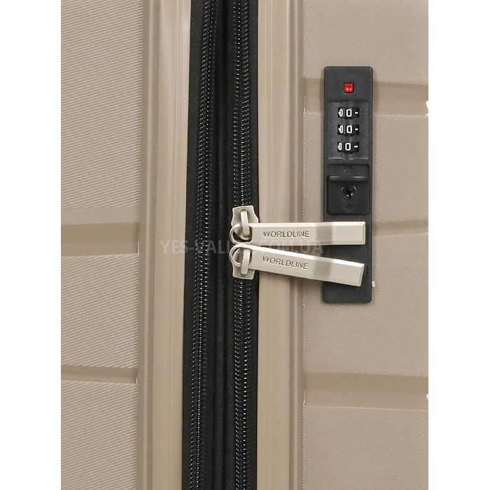 Чемодан большой L полипропилен беж 75х50х31+5/115л/4.4кг/Worldline 289, фото 8