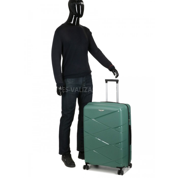 Чемодан большой L полипропилен зелён 75х50х31+5/115л/4.4кгWorldline289, фото 10
