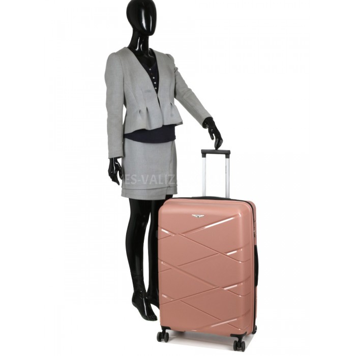 Валіза велика L поліпропілен пудра 75х50х31+5/115л/4.4кг/Worldline 289, фото 10