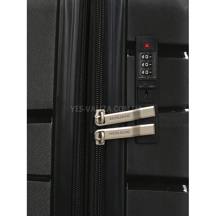Чемодан большой L полипропилен чёрный75х50х31+5/115л/4.4кгWorldline289, фото 8