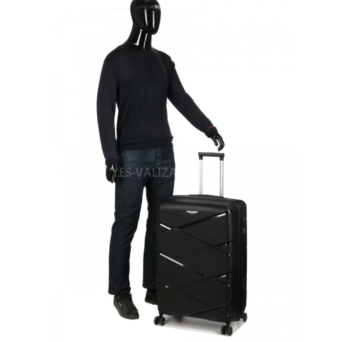 Чемодан большой L полипропилен чёрный75х50х31+5/115л/4.4кгWorldline289, фото 10