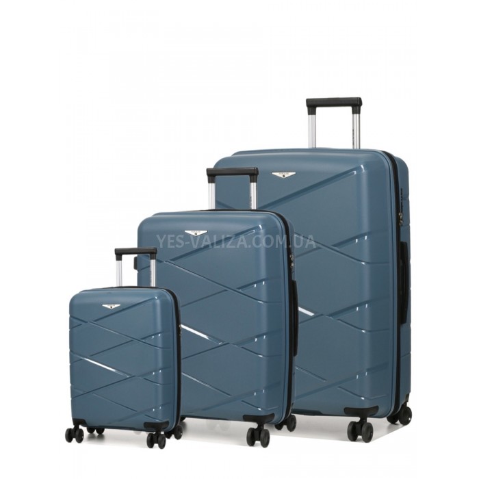Набор чемоданов Франция (L M S-3шт) полипропилен синий/Worldline 289, фото 1