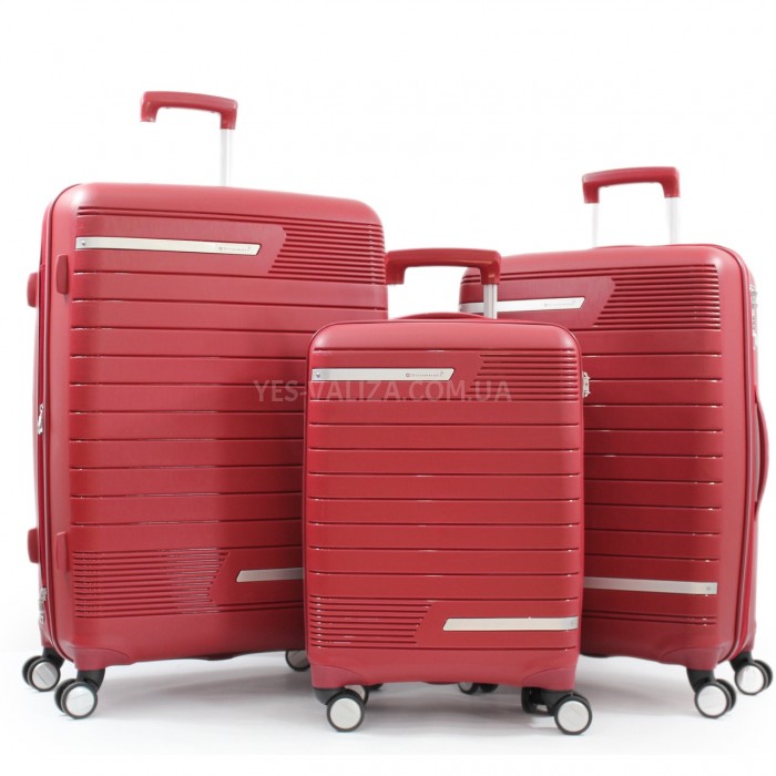 Набор чемоданов Франция (L M S-3шт) полипропилен красный/Snowball 91203, фото 1