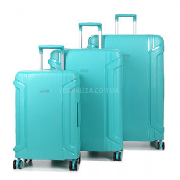 Набор чемоданов Франция (L M S-3шт) полипропилен бирюза/Airtex 645, фото 1