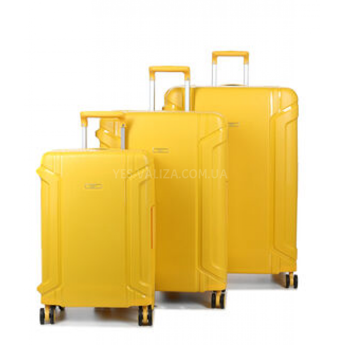 Набір валіз Франція (L M S-3шт) поліпропілен жовта/Airtex 645, фото 1