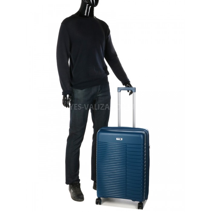 Валіза середня М поліпропілен синя 64x44x27(+5)см/71л/3.6кг/Airtex 642, фото 10