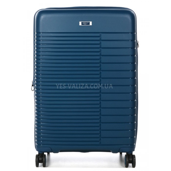 Валіза середня М поліпропілен синя 64x44x27(+5)см/71л/3.6кг/Airtex 642, фото 3
