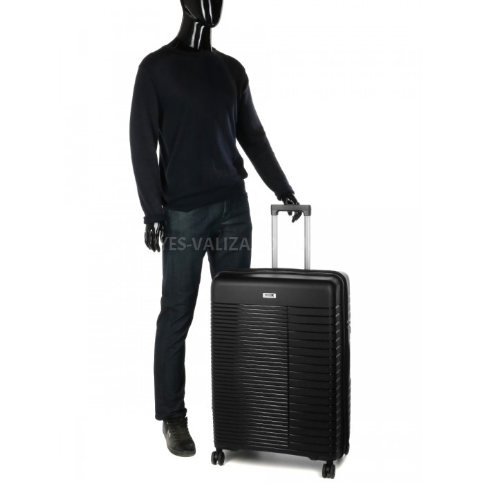 Чемодан большой L полипропилен чёрный 74x51x30+5/110л/4.6кг/Airtex 642, фото 10