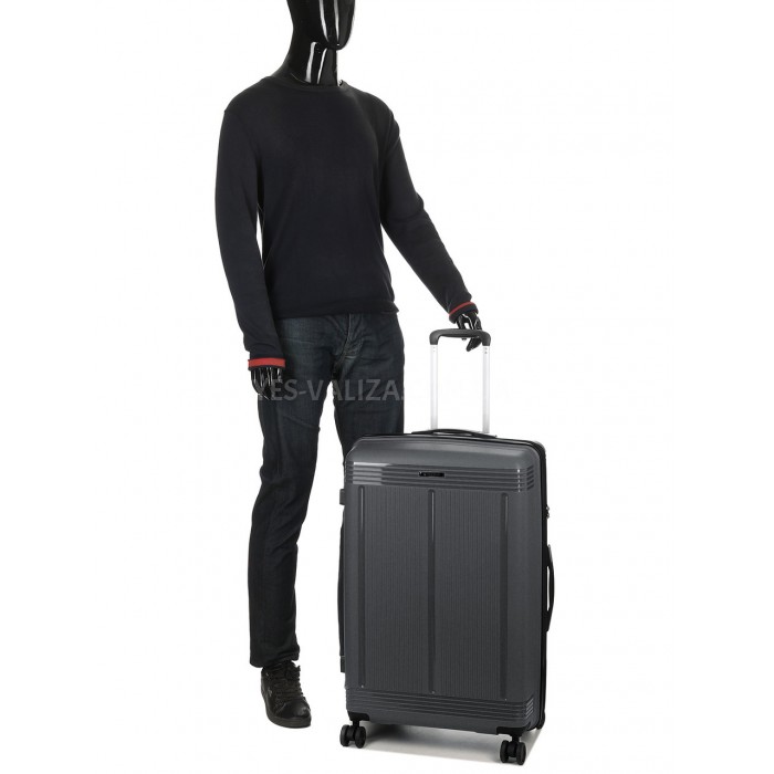 Валіза велика L поліпропілен сіра 75х48х31+5/108л/4.5кг/Worldline 292, фото 10