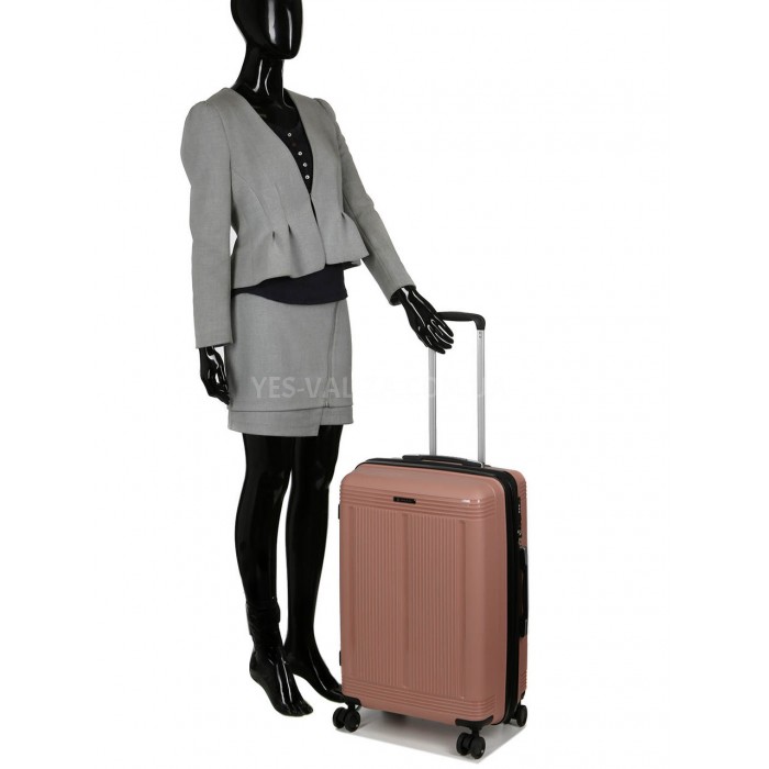 Чемодан средний М полипропилен пудра 65х43х28+5/72л/3.4кг/Worldline292, фото 10