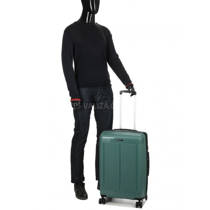 Валіза середня М поліпропілен зелена 65х43х28+5/72л/3.4кг/Worldline292, фото 10
