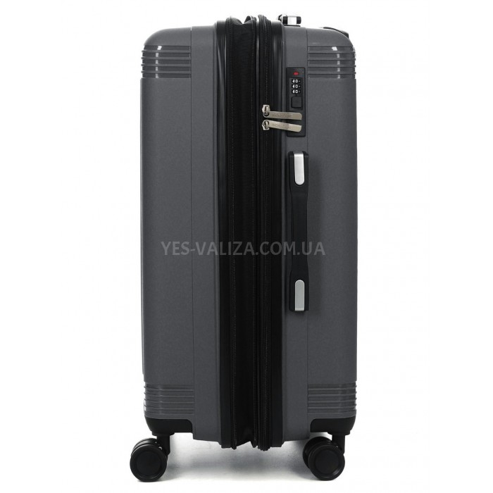 Валіза середня М поліпропілен сіра 65х43х28+5/72л/3.4кг/Worldline 292, фото 4