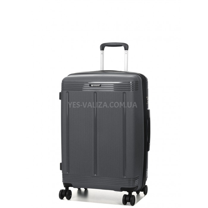 Валіза середня М поліпропілен сіра 65х43х28+5/72л/3.4кг/Worldline 292, фото 2