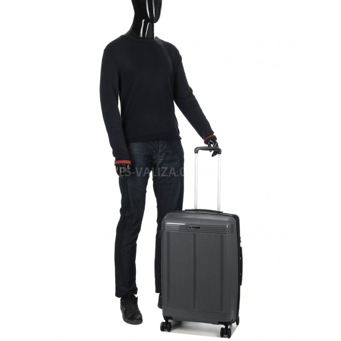 Валіза середня М поліпропілен сіра 65х43х28+5/72л/3.4кг/Worldline 292, фото 10