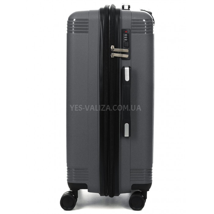 Валіза середня М поліпропілен сіра 65х43х28+5/72л/3.4кг/Worldline 292, фото 5