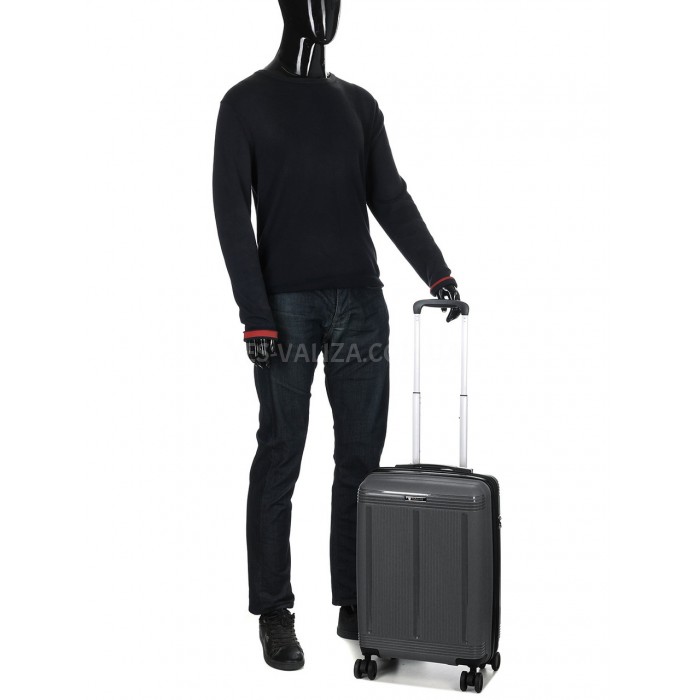 Чемодан малый S полипропилен серая 55х36х23+5/47л/2.9кг/Worldline 292, фото 10