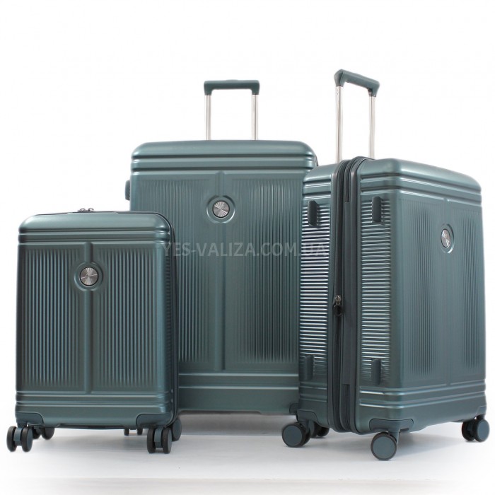 Чемодан малый S поликарбонат зелёный 55x35x20+5см/48л/2.8кг/Airtex 649, фото 10