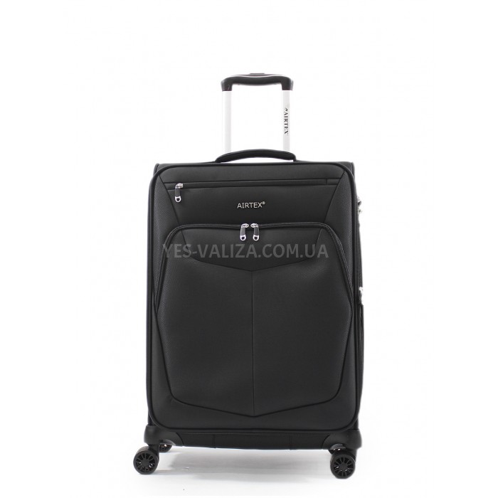 Валіза середня M тканина чорна 66х42х25(+5)см/59л/3кг/Airtex 6903, фото 2