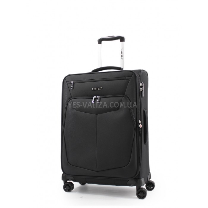 Чемодан средний M ткань чёрный 66х42х25(+5)см/59л/3кг/Airtex 6903, фото 1