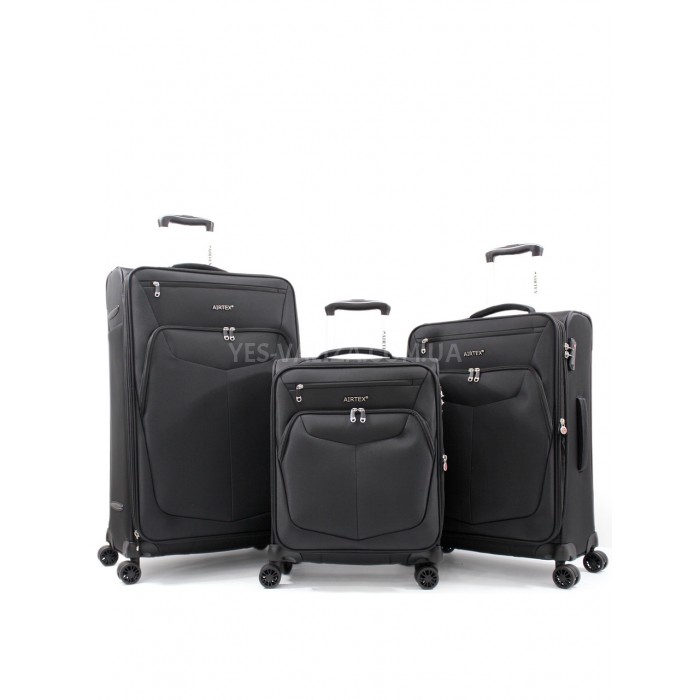 Набор чемоданов Франция (L M S-3шт) ткань чёрный/Airtex 6903, фото 1