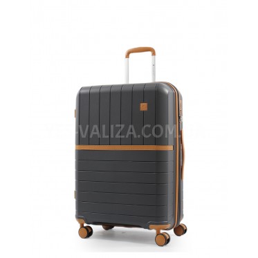 Валіза середня M поліпропілен сіра 67x45x26+5/82л/3.8кг/Snowball 49403