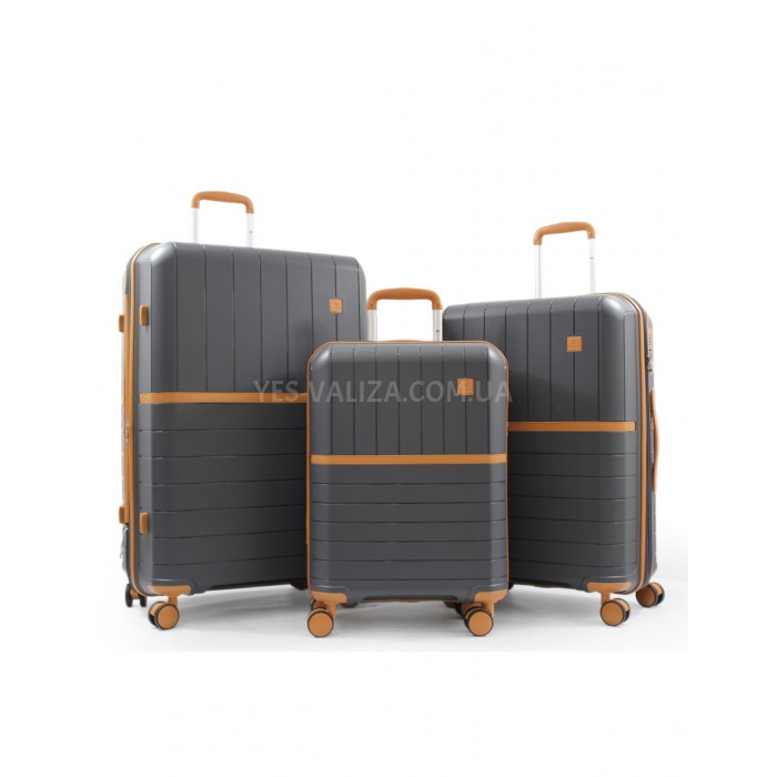 Набор чемоданов Франция (L M S-3шт) полипропилен серый/Snowball 49403, фото 1