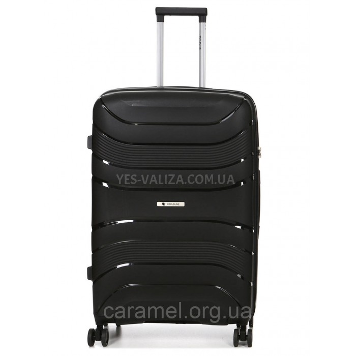 Чемодан большой L полипропилен чёрный 74х49х29/95л/3.9кг/Worldline 288, фото 2