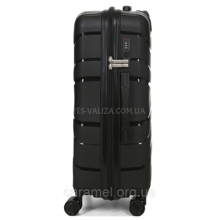 Чемодан средний М полипропилен чёрный 65х43х25/63л/3.1кг/Worldline 288, фото 4