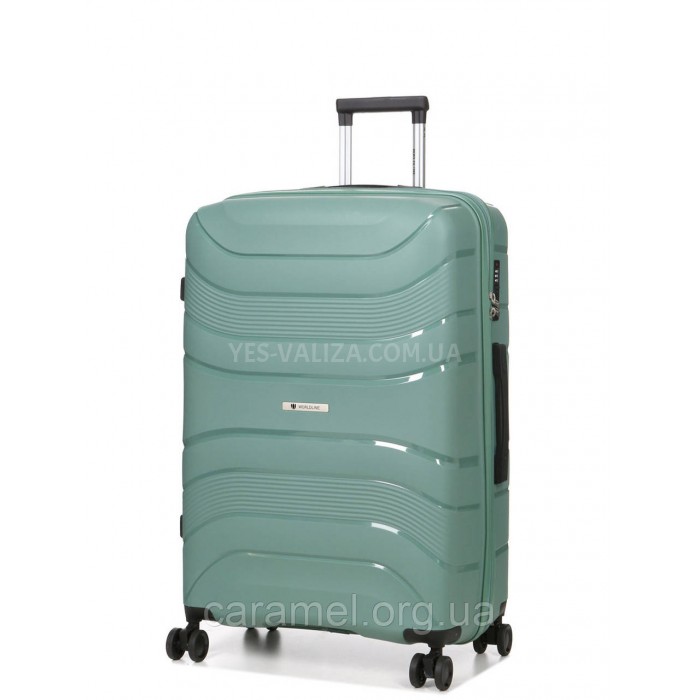 Чемодан большой L полипропилен зелёный 74х49х29/95л/3.9кг/Worldline288, фото 1