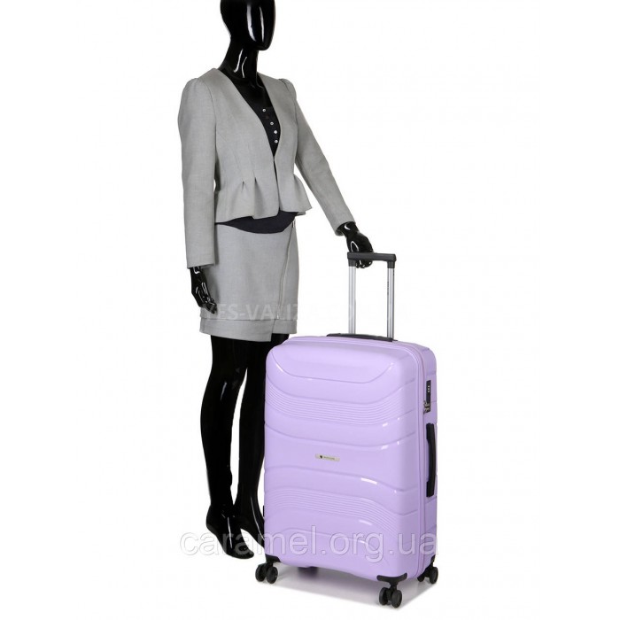Валіза велика L поліпропілен лаванда 74х49х29/95л/3.9кг/Worldline 288, фото 10