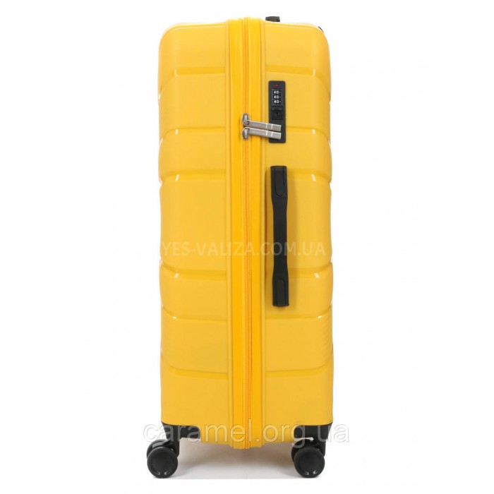Чемодан большой L полипропилен жёлтый 74х49х29/95л/3.9кг/Worldline 288, фото 4