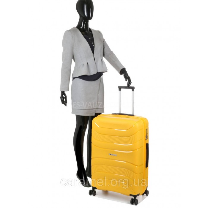 Валіза велика L поліпропілен жовта 74х49х29см/95л/3.9кг/Worldline 288, фото 10