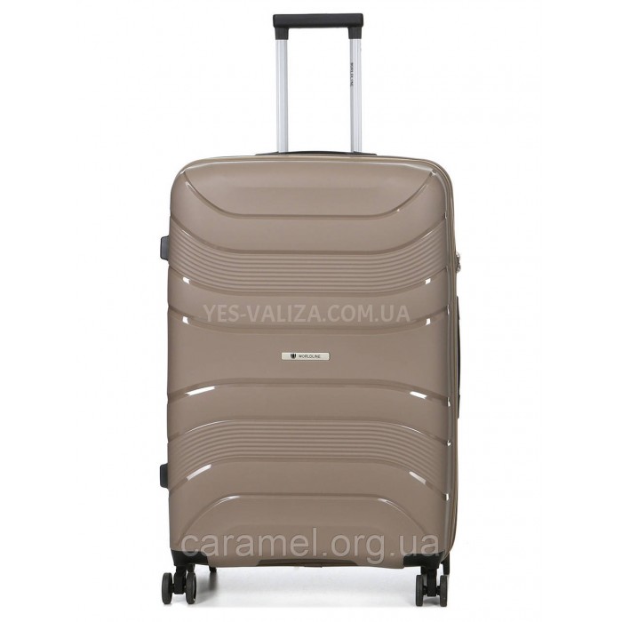 Валіза велика L поліпропілен бежева 74х49х29см/95л/3.9кг/Worldline 288, фото 2