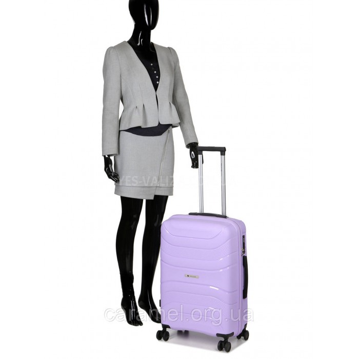Чемодан средний М полипропилен лаванда 65х43х25/63л/3.1кг/Worldline288, фото 10