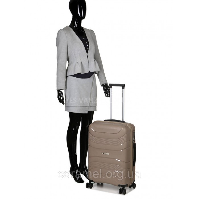 Валіза середня М поліпропілен беж 65х43х25см/63л/3.1кг/Worldline 288, фото 10